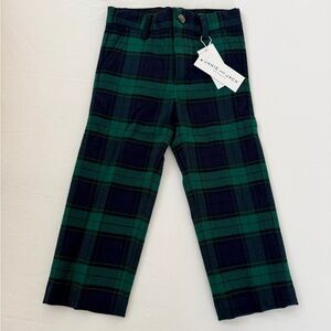 Janie and Jack Navy and Green Checkered Trousers
